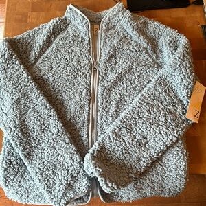 Zella light blue zipper up fleece coat, brand new, tags on!